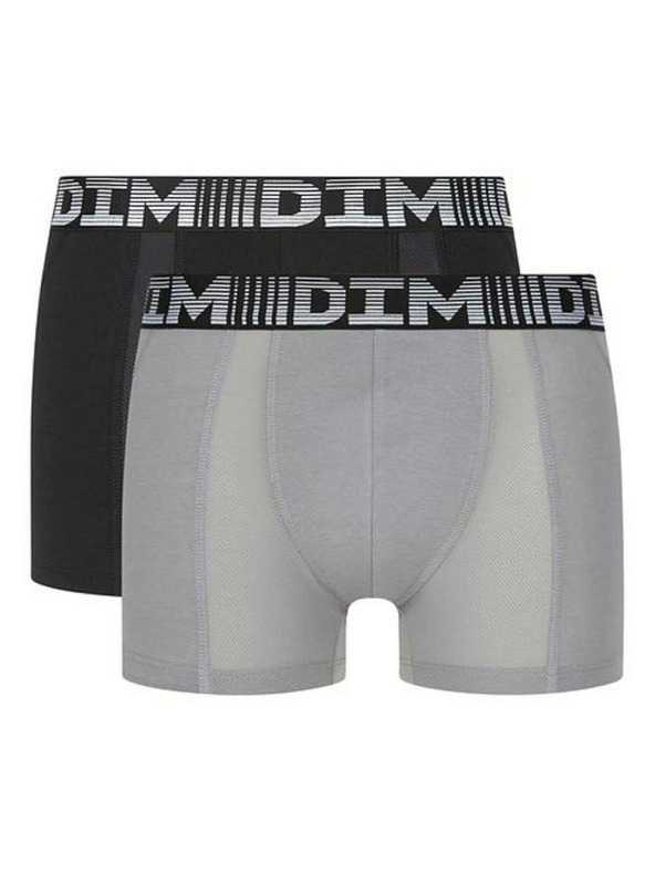 DIM DIM COTTON 3D FLEX AIR BOXER 2x - Muške bokserice 2kom - siva - crna