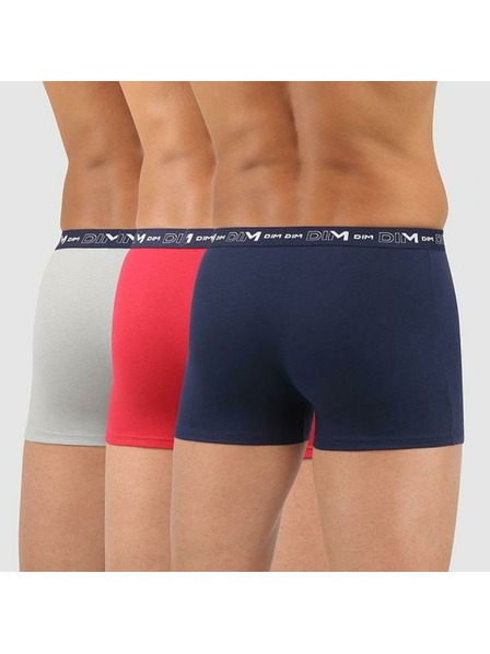 DIM Komplet od tri muške bokserice u tamnoplavoj, crvenoj i svijetlo sivoj boji Dim COTTON STRETCH BOXERICE