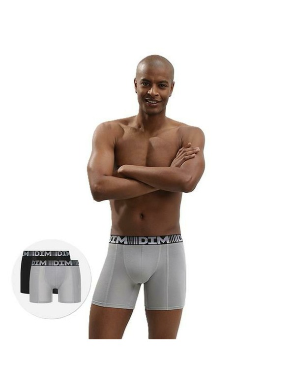 DIM Set od dvije muške sportske boksačice u sivoj i crnoj boji Dim 3D FLEX AIR LONG BOXER
