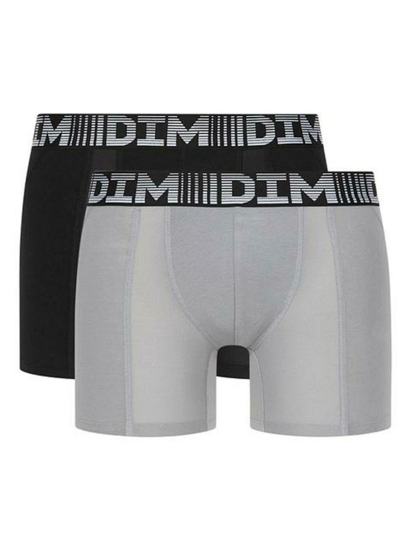 DIM Set od dvije muške sportske boksačice u sivoj i crnoj boji Dim 3D FLEX AIR LONG BOXER