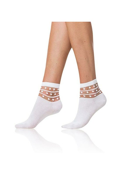 Bellinda Bijele ženske čarape s ukrasnim detaljem Bellinda TRENDY COTTON SOCKS
