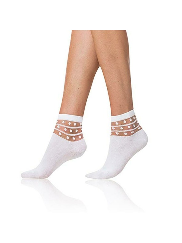 Bellinda Bijele ženske čarape s ukrasnim detaljem Bellinda TRENDY COTTON SOCKS