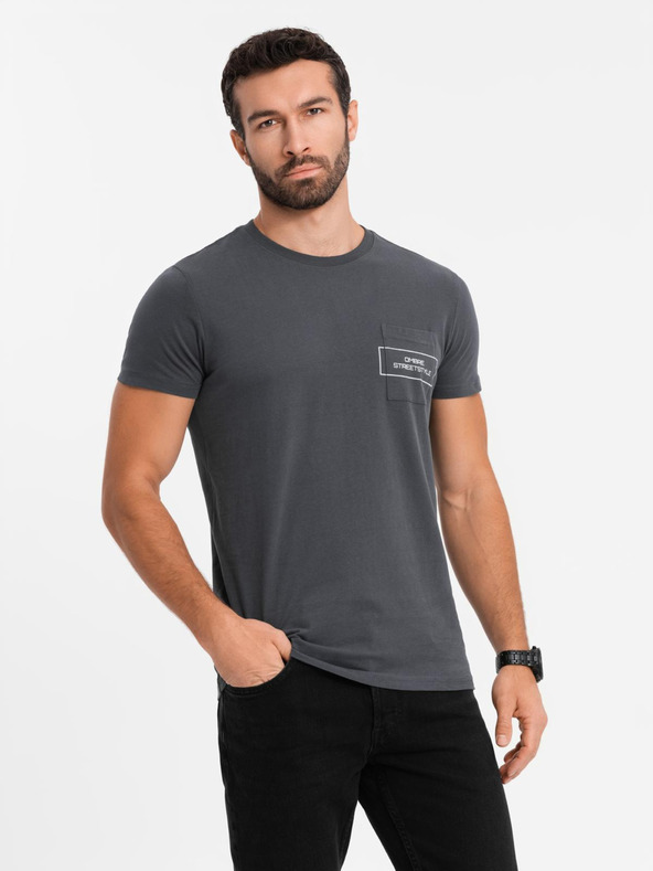 Ombre Clothing Muška pamučna majica s Ombre Streetstyle džepnim printom Ombre Clothing