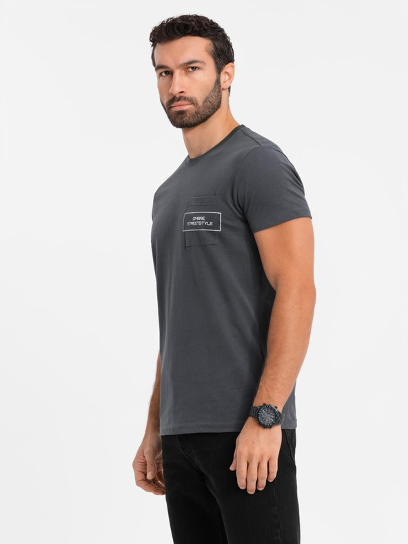 Ombre Clothing Muška pamučna majica s Ombre Streetstyle džepnim printom Ombre Clothing