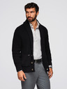 Ombre Clothing Muški pamučni pulover sa šal izrezom - crni V4 OM-SWCD-0153 Ombre Clothing