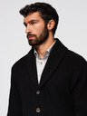Ombre Clothing Muški pamučni pulover sa šal izrezom - crni V4 OM-SWCD-0153 Ombre Clothing