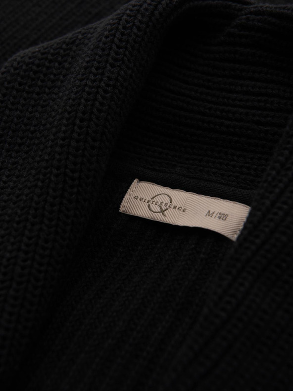 Ombre Clothing Muški pamučni pulover sa šal izrezom - crni V4 OM-SWCD-0153 Ombre Clothing