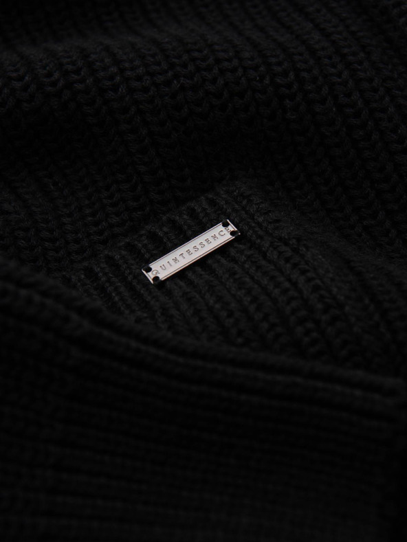 Ombre Clothing Muški pamučni pulover sa šal izrezom - crni V4 OM-SWCD-0153 Ombre Clothing