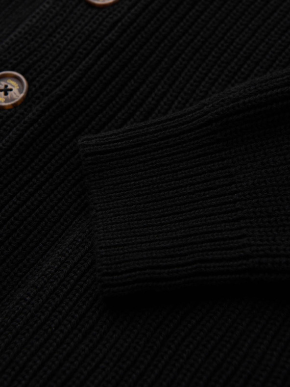Ombre Clothing Muški pamučni pulover sa šal izrezom - crni V4 OM-SWCD-0153 Ombre Clothing