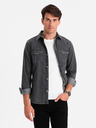 Ombre Clothing Crna muška traper košulja Ombre odjeća