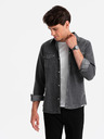Ombre Clothing Crna muška traper košulja Ombre odjeća