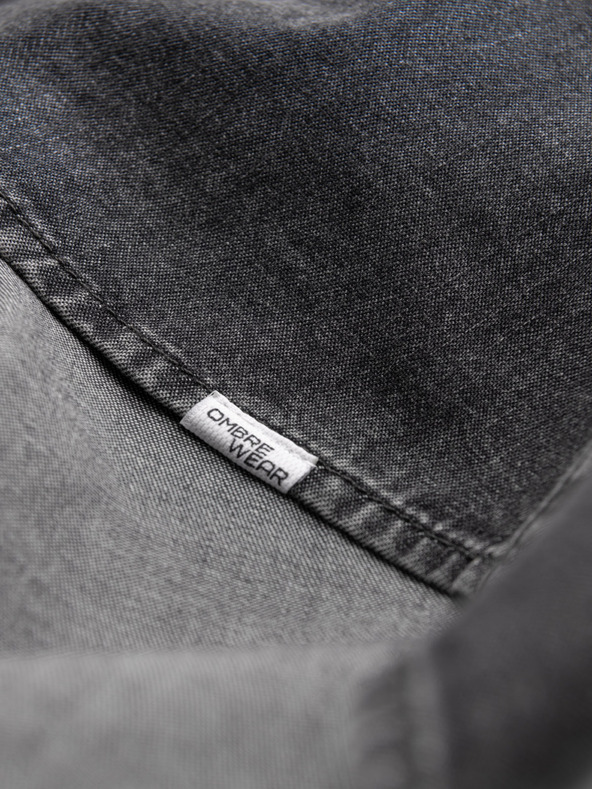 Ombre Clothing Crna muška traper košulja Ombre odjeća