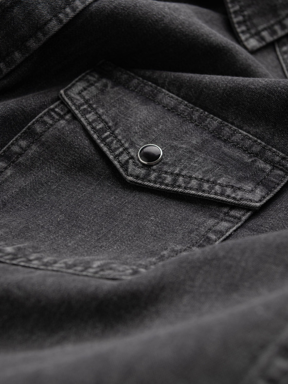 Ombre Clothing Crna muška traper košulja Ombre odjeća