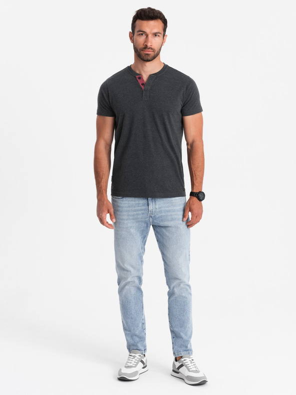 Ombre Clothing Crna muška majica s pakosim izrezom Ombre Odjeća
