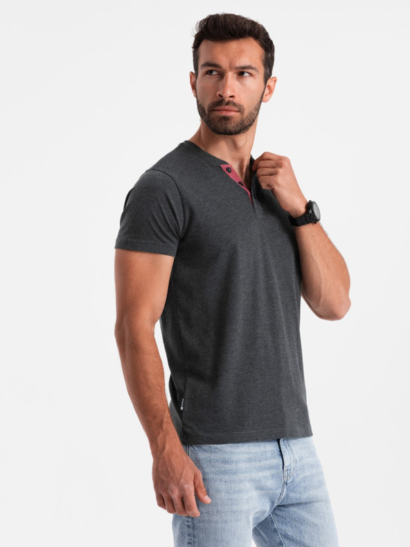 Ombre Clothing Crna muška majica s pakosim izrezom Ombre Odjeća