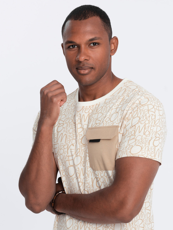 Ombre Clothing Svijetlosmeđa muška majica s džepom Ombre Odjeća