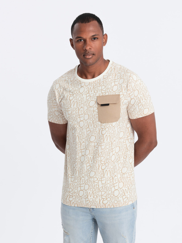 Ombre Clothing Svijetlosmeđa muška majica s džepom Ombre Odjeća
