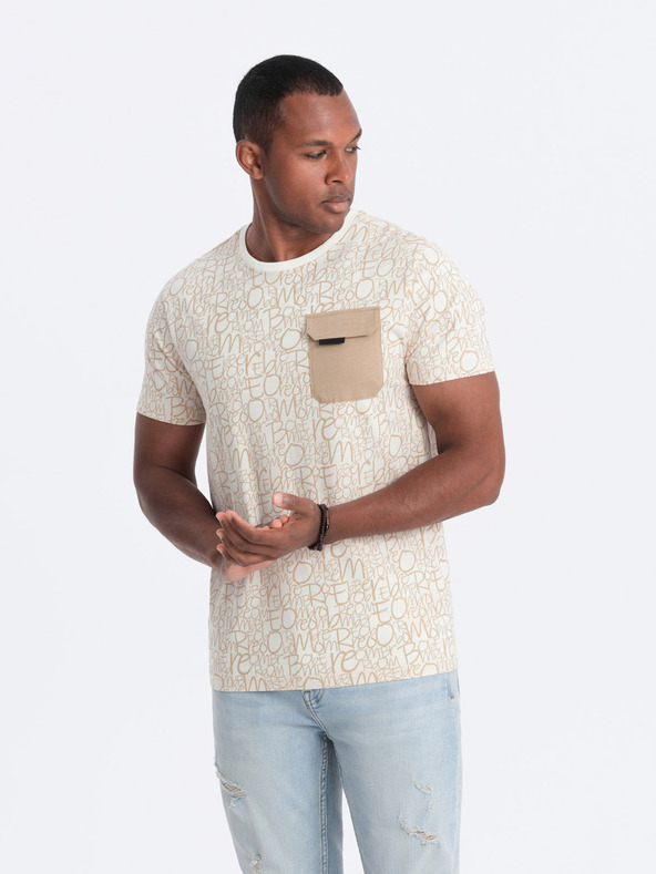 Ombre Clothing Svijetlosmeđa muška majica s džepom Ombre Odjeća