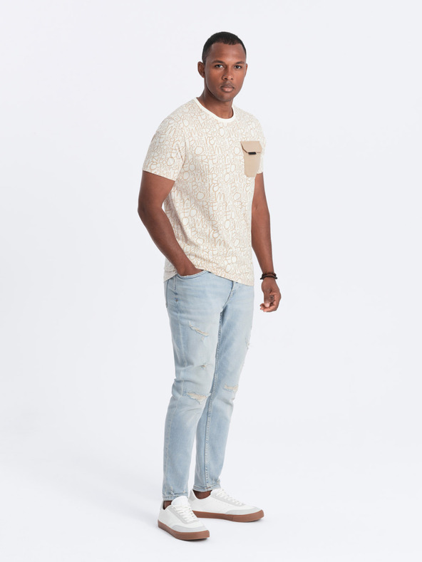 Ombre Clothing Svijetlosmeđa muška majica s džepom Ombre Odjeća