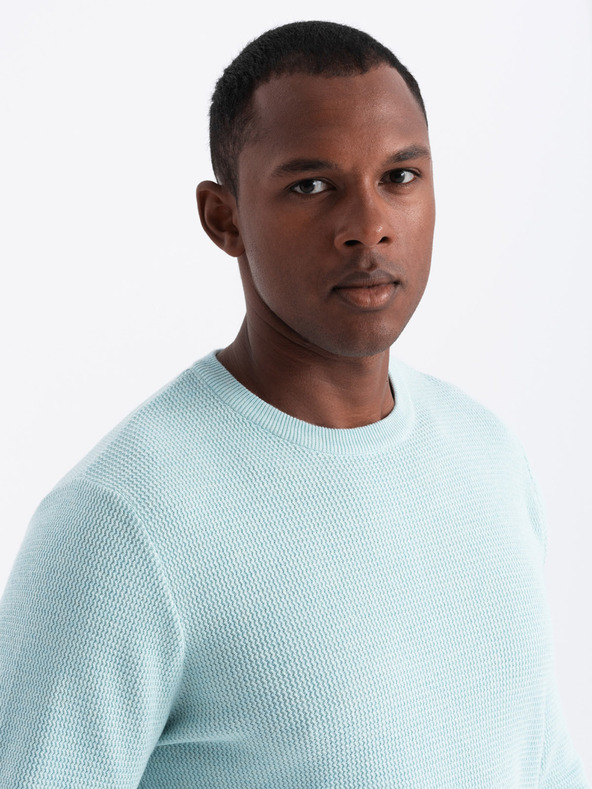 Ombre Clothing Muški melange strukturirani pleteni pulover Mint Ombre odjeća