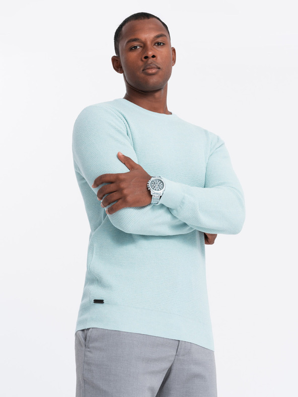 Ombre Clothing Muški melange strukturirani pleteni pulover Mint Ombre odjeća