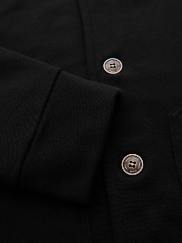 Ombre Clothing Muška dukserica sa gumbima i stojećim ovratnikom - crna V6 OM-SSZP-0240 Ombre Clothing