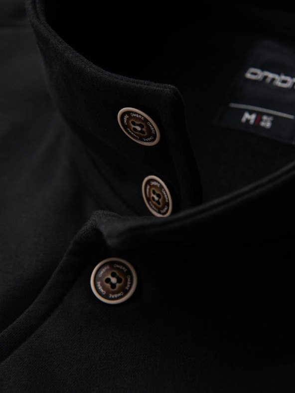 Ombre Clothing Muška dukserica sa gumbima i stojećim ovratnikom - crna V6 OM-SSZP-0240 Ombre Clothing
