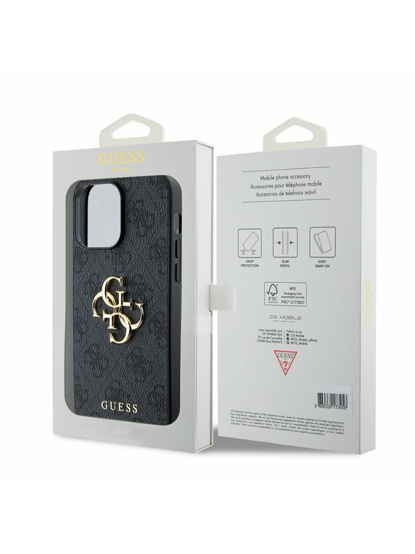 Guess Guess PU 4G Metal Logo Stražnji Poklopac za iPhone 14 Pro Max Grey