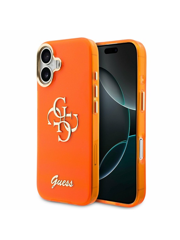 Guess Guess IML 4G Script Metal Logo Stražnji Poklopac za iPhone 17 Orange