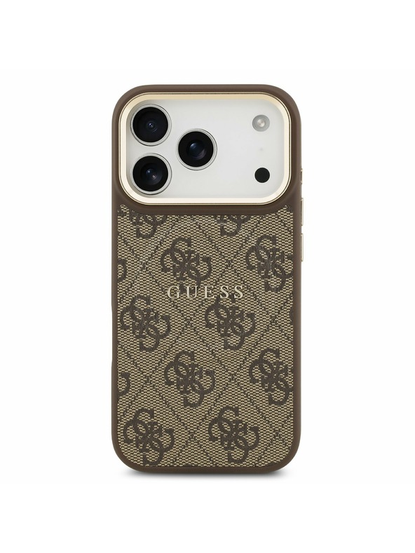 Guess Guess PU Leather 4G Gold Frame MagSafe Stražnji Poklopac za iPhone 17 Pro Brown