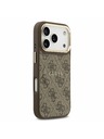 Guess Guess PU Leather 4G Gold Frame MagSafe Stražnji Poklopac za iPhone 17 Pro Brown