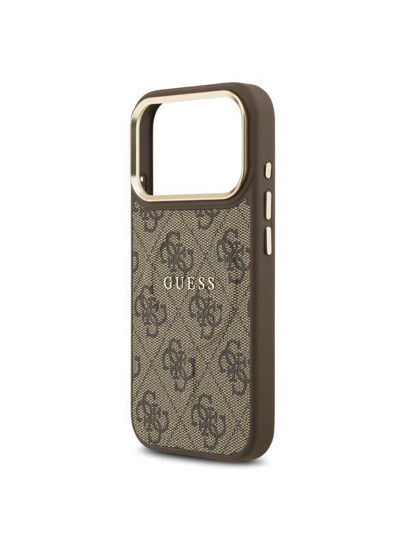 Guess Guess PU Leather 4G Gold Frame MagSafe Stražnji Poklopac za iPhone 17 Pro Brown