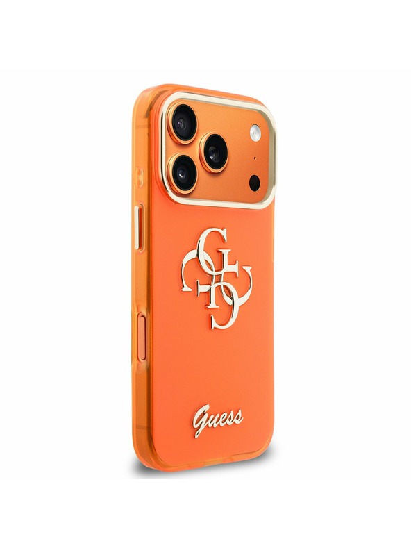Guess Guess IML 4G Script Metal Logo Stražnji Poklopac za iPhone 17 Pro Orange
