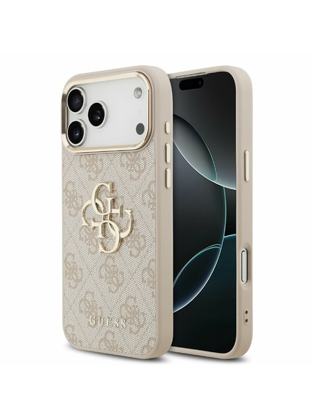 Guess Guess PU Leather 4G Metal Logo Gold Frame Stražnji Poklopac za iPhone 17 Pro Max Pink