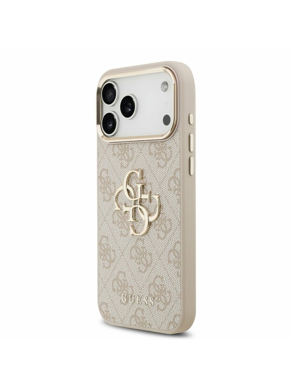 Guess Guess PU Leather 4G Metal Logo Gold Frame Stražnji Poklopac za iPhone 17 Pro Max Pink