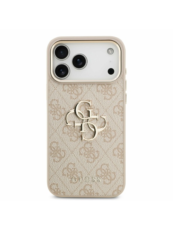 Guess Guess PU Leather 4G Metal Logo Gold Frame Stražnji Poklopac za iPhone 17 Pro Max Pink