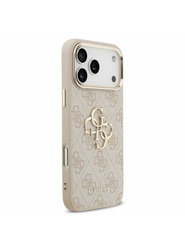 Guess Guess PU Leather 4G Metal Logo Gold Frame Stražnji Poklopac za iPhone 17 Pro Max Pink