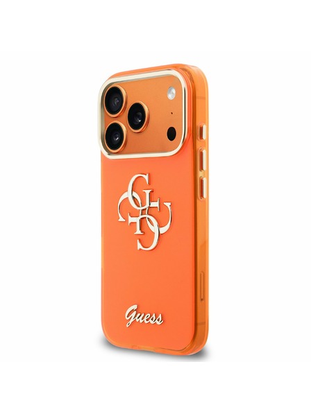 Guess Guess IML 4G Script Metal Logo Stražnji Poklopac za iPhone 17 Pro Max Orange