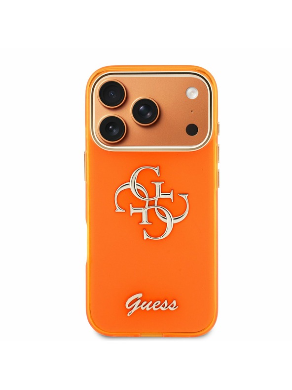 Guess Guess IML 4G Script Metal Logo Stražnji Poklopac za iPhone 17 Pro Max Orange