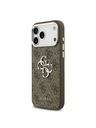 Guess Guess PU 4G Metal Logo Stražnji Poklopac za iPhone 17 Pro Max Silver Brown