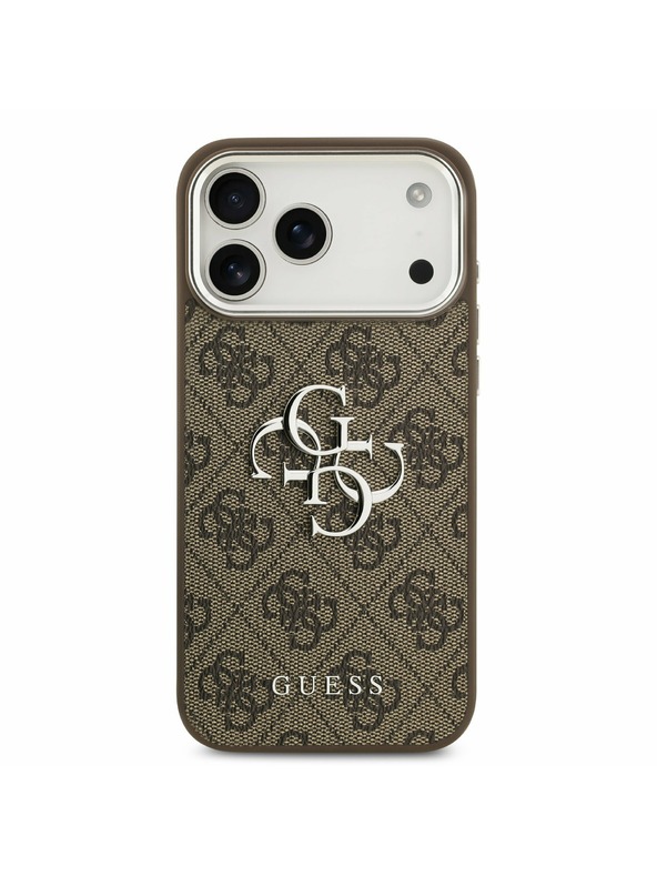 Guess Guess PU 4G Metal Logo Stražnji Poklopac za iPhone 17 Pro Max Silver Brown