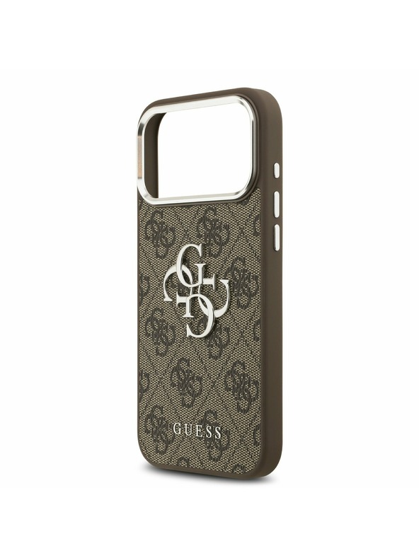 Guess Guess PU 4G Metal Logo Stražnji Poklopac za iPhone 17 Pro Max Silver Brown
