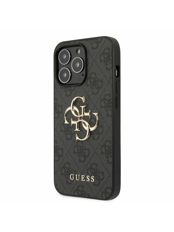 Guess PU 4G Metal Logo Zadní Kryt pro iPhone 13 Pro Grey Etui za telefon