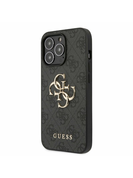 Guess PU 4G Metal Logo Zadní Kryt pro iPhone 13 Pro Grey Etui za telefon