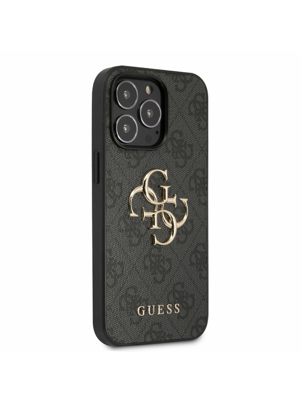 Guess PU 4G Metal Logo Zadní Kryt pro iPhone 13 Pro Grey Etui za telefon