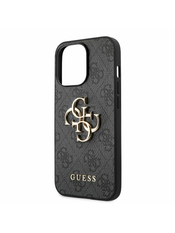 Guess PU 4G Metal Logo Zadní Kryt pro iPhone 13 Pro Grey Etui za telefon
