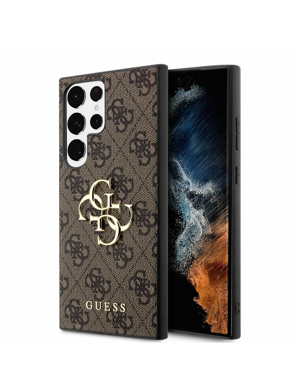 Guess Stražnja maska ​​Guess PU 4G s metalnim logotipom za Samsung Galaxy S23 Ultra Brown