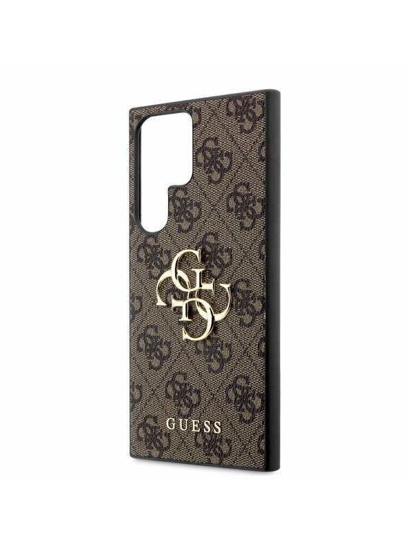 Guess Stražnja maska ​​Guess PU 4G s metalnim logotipom za Samsung Galaxy S23 Ultra Brown