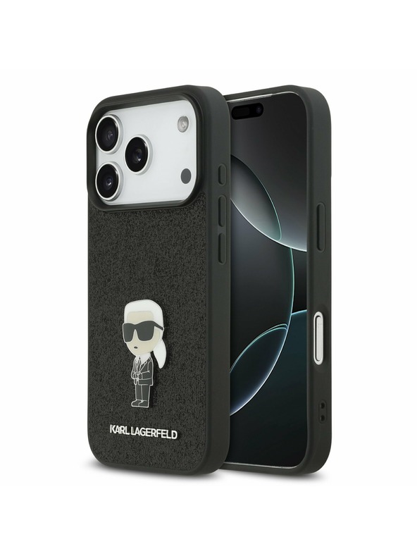 Karl Lagerfeld Karl Lagerfeld Fixed Glitter Metal Ikonik Stražnji Poklopac za iPhone 17 Pro Black