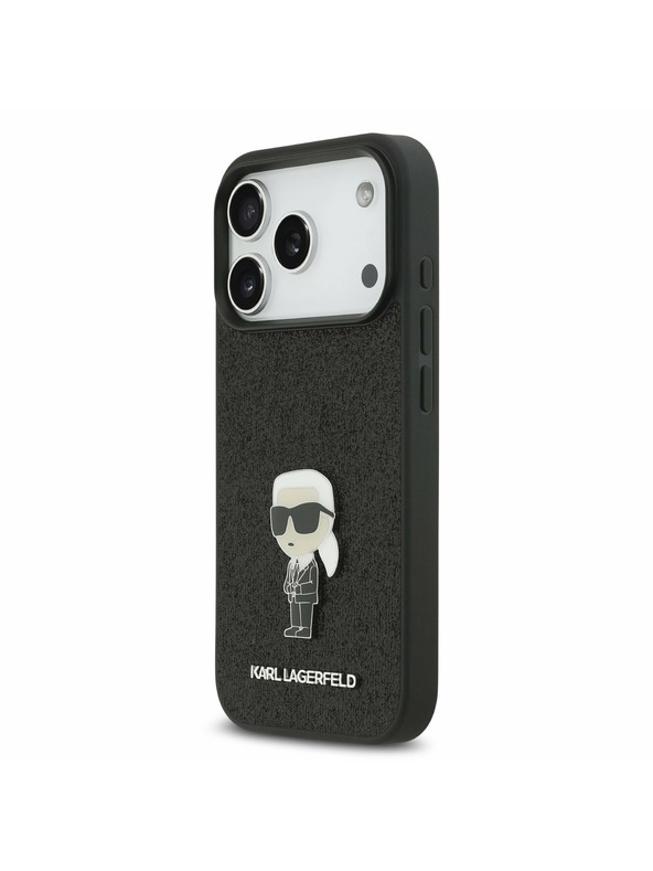 Karl Lagerfeld Karl Lagerfeld Fixed Glitter Metal Ikonik Stražnji Poklopac za iPhone 17 Pro Black